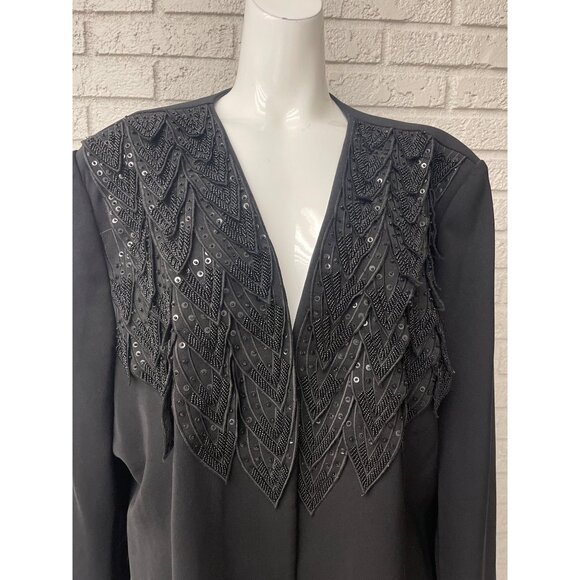 Ben Marc International Women Black Sequin Beaded Open Front Jacket Size 2XL - Picture 5 of 7